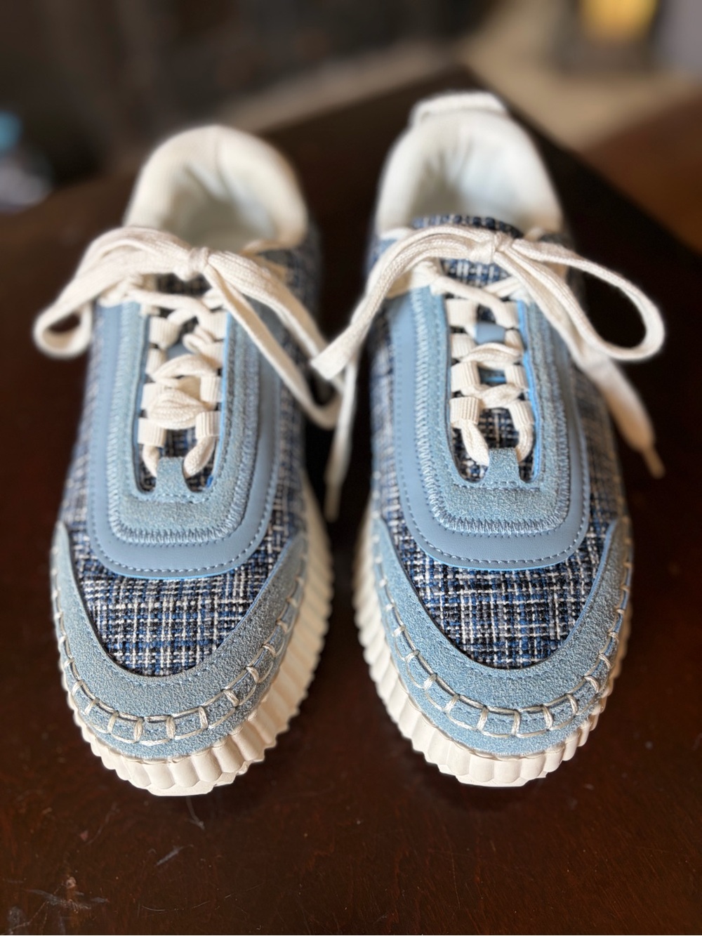 Corkys Light Blue & White Women’s Platform Sneakers with Woven Detail